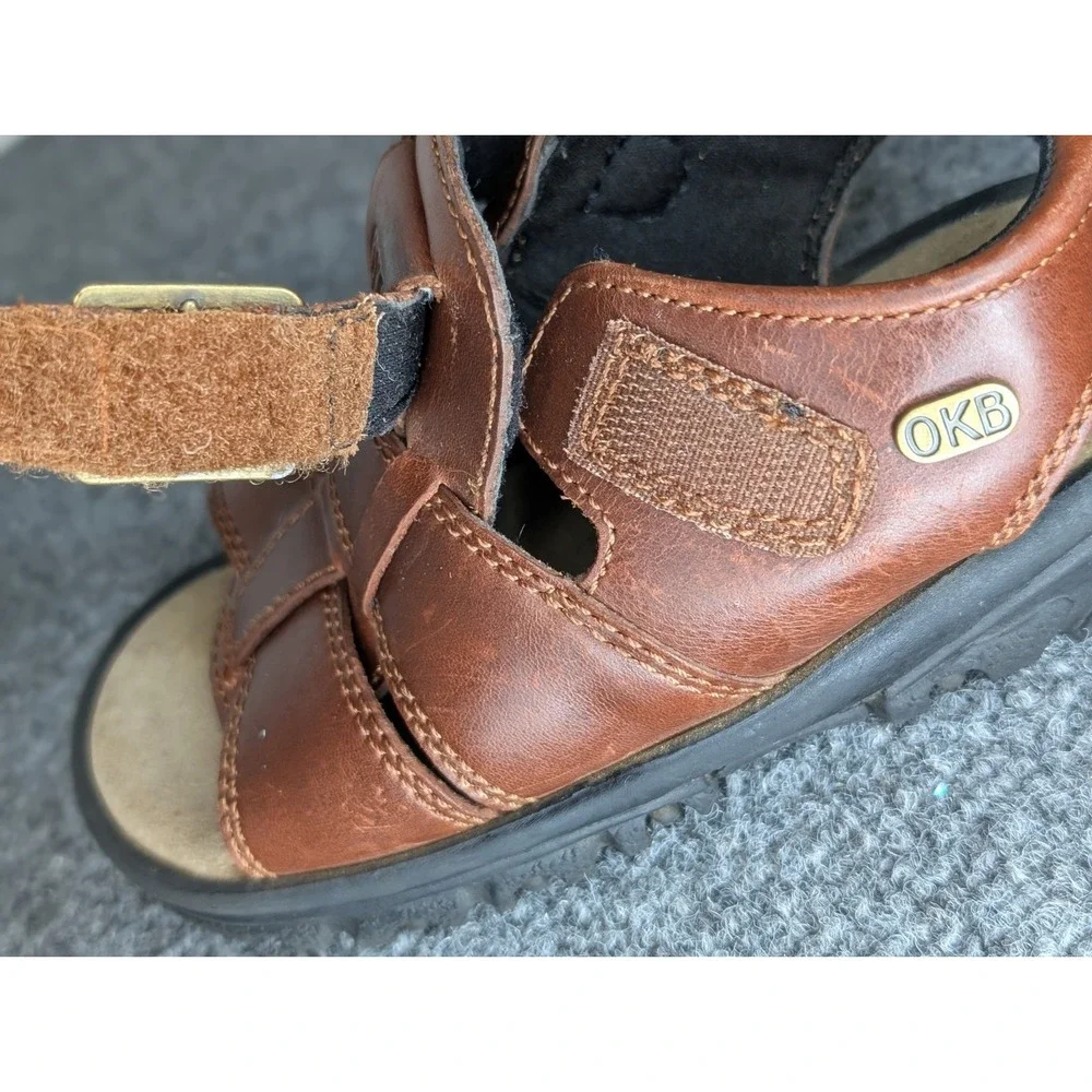 Oshkosh B'gosh Toddler Leather Tommy Sandals Size 10M Brown Hook & Loop‎ Buckle